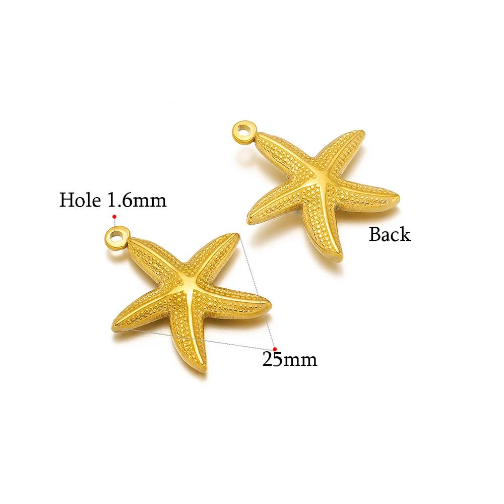 5 Stück Gold Seestern Muschel Anhänger für DIY Schmuck Zubehör Edelstahl Halsketten Anhänger Armbänder Zubehör Ohrringe Herstellung
