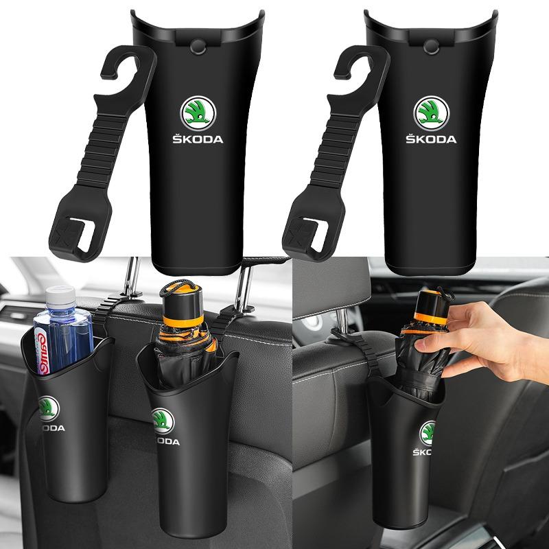 1Pcs Car Storage Box Umbrella Garbage Organizer Bucket for Skoda Octavia 1 2 3 A4 A5 MK2 Kodiaq Superb 3 Rapid Fabia 1 Car Styling
