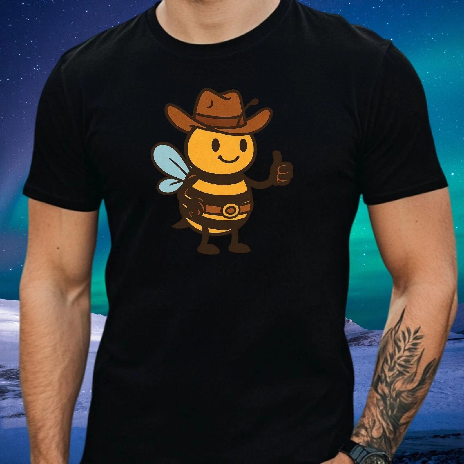 T-Shirt Herren Cowboy Biene Motiv Baumwolle Größe S bis 5XL L