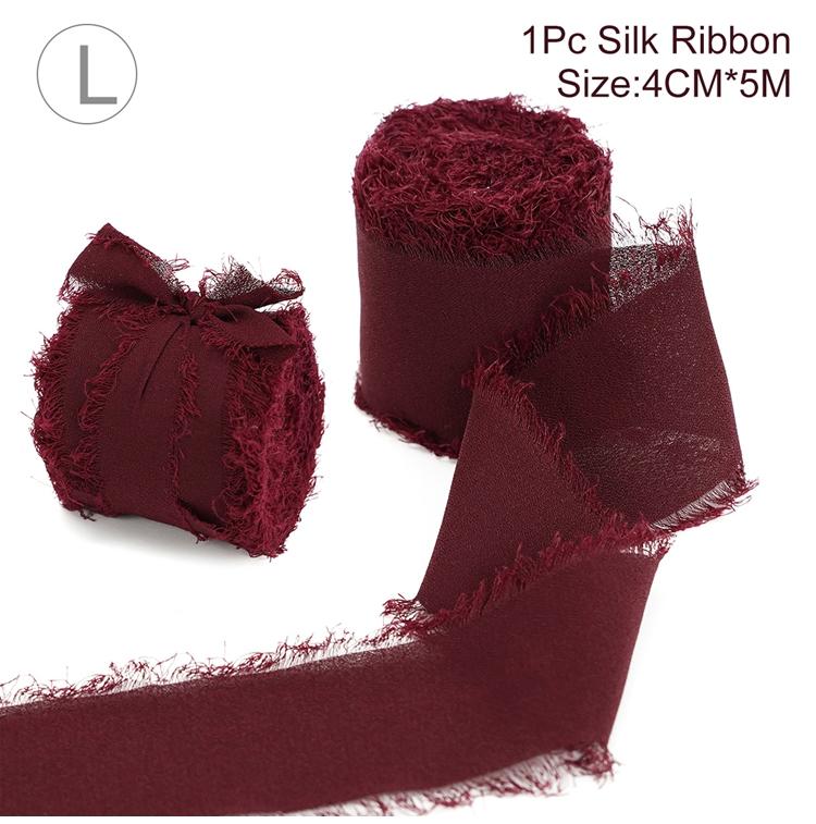4CM*5M Handmade Frayed Edged Satin Chiffon Silk Ribbon For Wedding Invitation Wrapping Bouquets Birthday Party Decorations Gifts