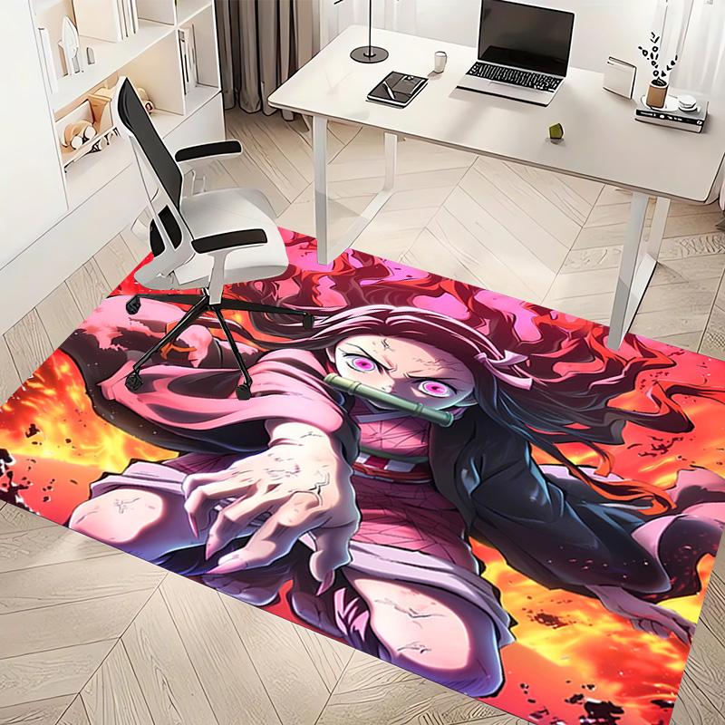 1pc Demon Slayer Nezuko Print Area Rug - Soft, Washable Non-Slip Indoor Mat, Living Room, Home Office Decorative Rug,Office Decorative
