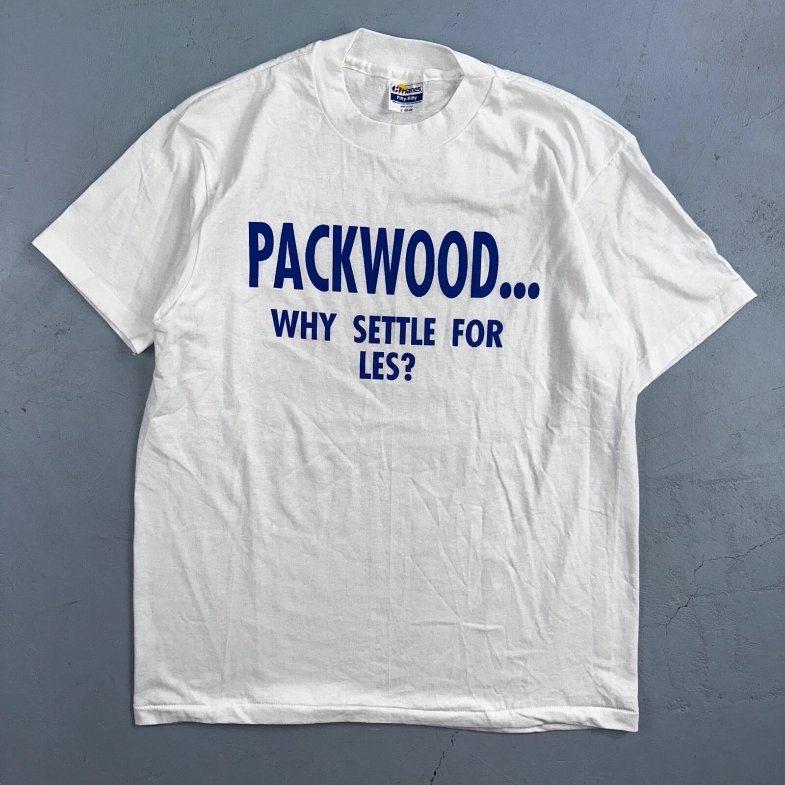 Hanes 80s Packwood VTG T Shirt Why Settle Funny Single Stitch Graphic Text Humor S