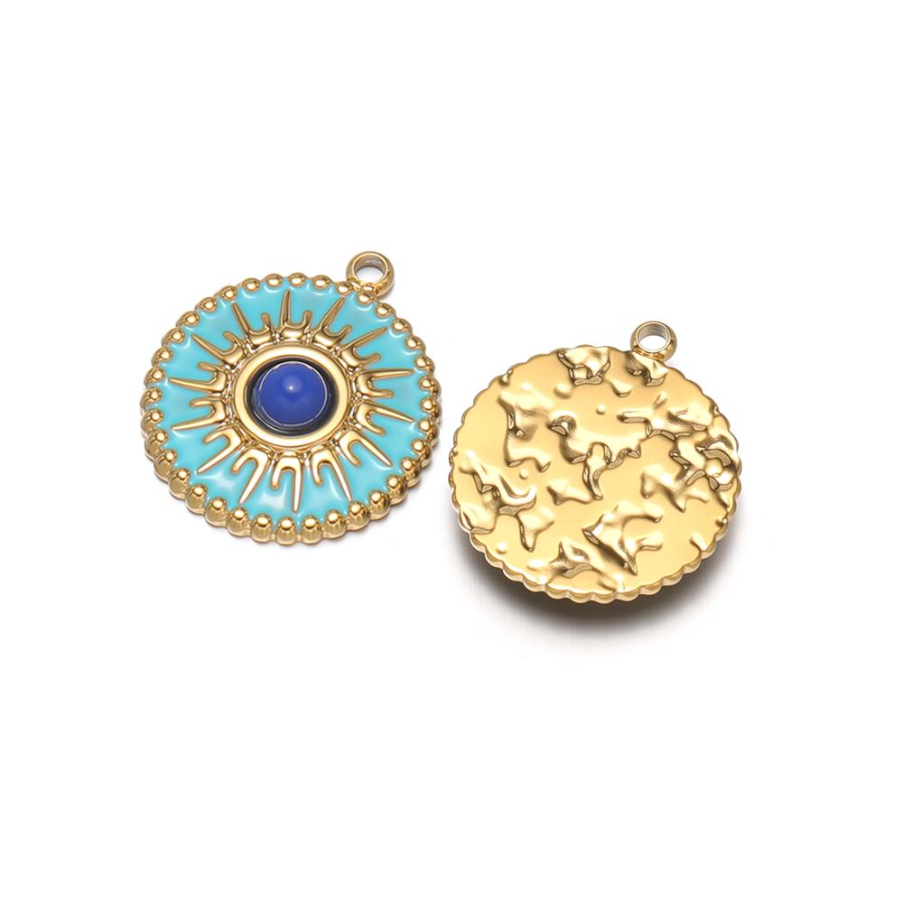 5pcs Stainless Steel 15mm Enamel Stone Charms for DIY Bohemian Sun Necklace Pendants Vintage Earrings Making Jewelry Findings