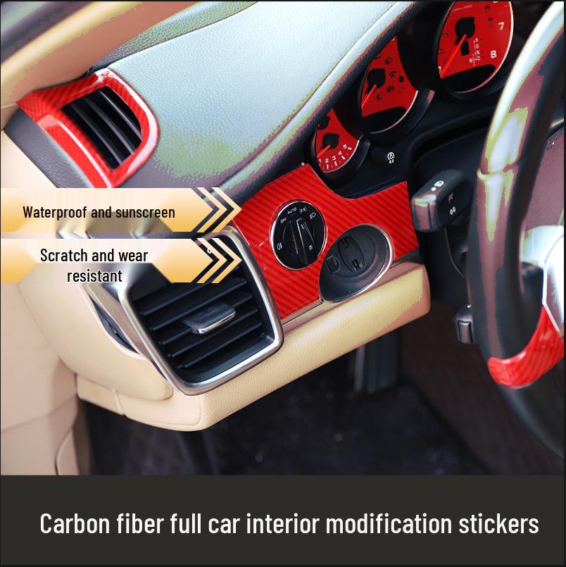 Carbon Fiber Panel Decor Sticker for 10-16 Panamera Front Passenger Side - Imitation Peach Wood
