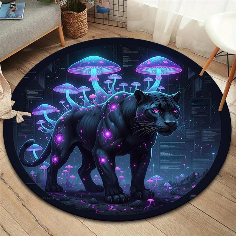 

Fungus-growinganimals Round Area Rug,Carpet Rug for Living Room Bedroom Sofa Playroom Decor,Non-slip Floor Mat 80cmx80cm