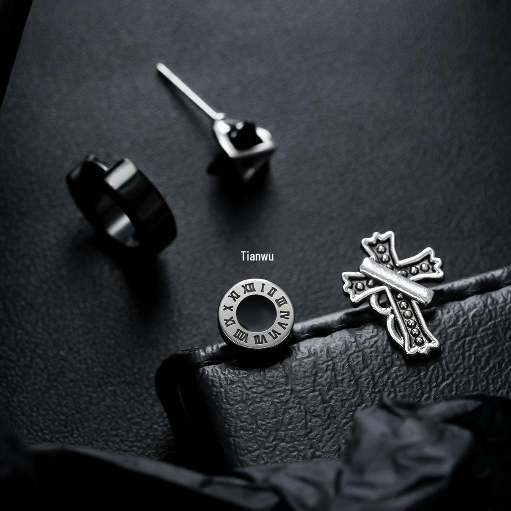 Trendy Titanium Steel Stud Earrings for Men & Women - Cool Punk Hip Hop Style, Minimalist Versatile Street Jewelry