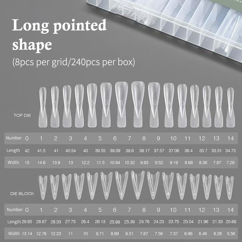 Reusable Coffin Nail Dual Forms 240pcs Acrylic Gel Extension Mold Kit Manicure Tool For Home or Salon Professional Use