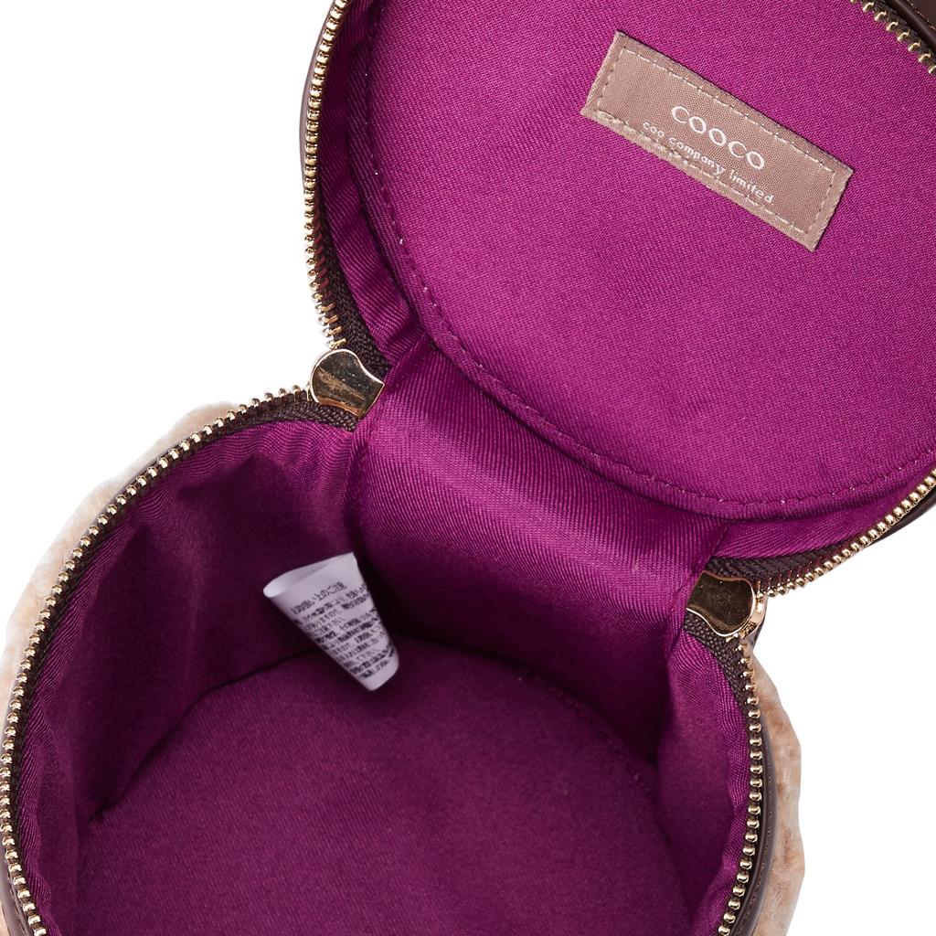 Cuco Wool-Like Eco-Fur 2-Way Circle Vanity Bag, 2353111045, Beige (300)