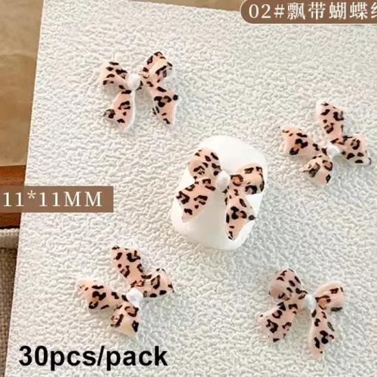 French Ribbons Colorful Resin Cute Bowknot Charm Leopard Print Bow Tie Nail Art Decorations Manicure Tools Accessories Wholesale