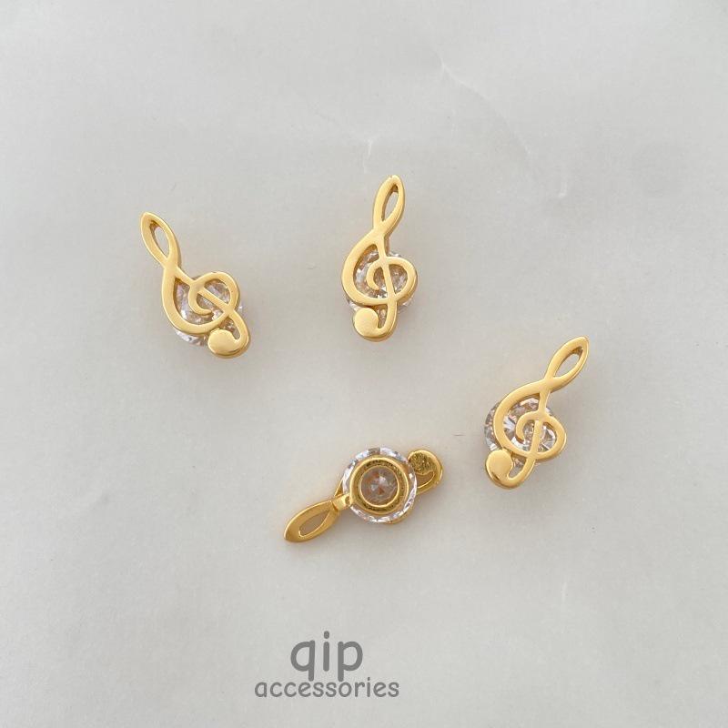 Подвеска-шарм с цирконами, покрытая 18-каратным золотом, для музыкального фестиваля, для DIY-украшений Individual Package