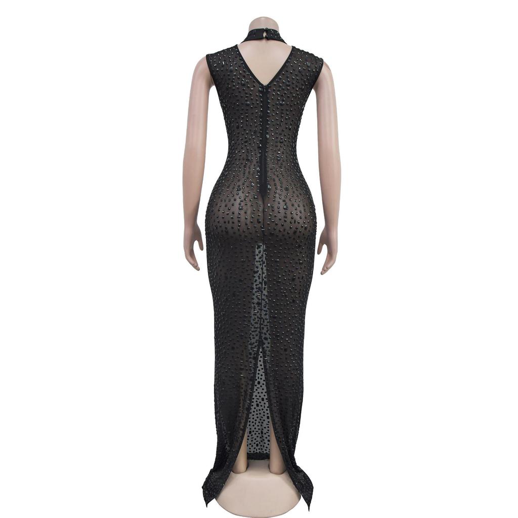 Women's Fashion Rhinestone Jumpsuit & Hip-Hugging Slim Dress