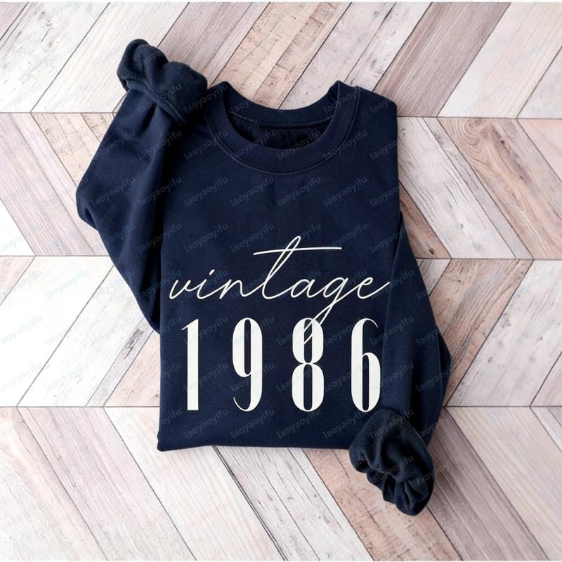 Classic Sweatshirts Women Vintage th Birthday Year Number for Him Her Milestone Best Friend Bday Matching Hoodies