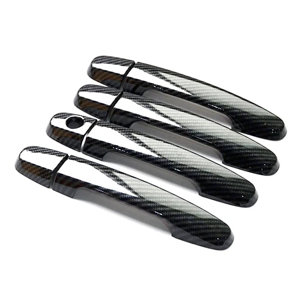 For Scion xA xB tC xD Carbon Fiber Printed Exterior Door Handle Cover Moulding Trim Frame Bezel 1 Key Hole Handle