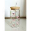500ml Cute Bow Glass Cup Bow Bear Pattern Water Bottle Coffee Cups With Lids Straw Brush Valentine's Day Party Gift