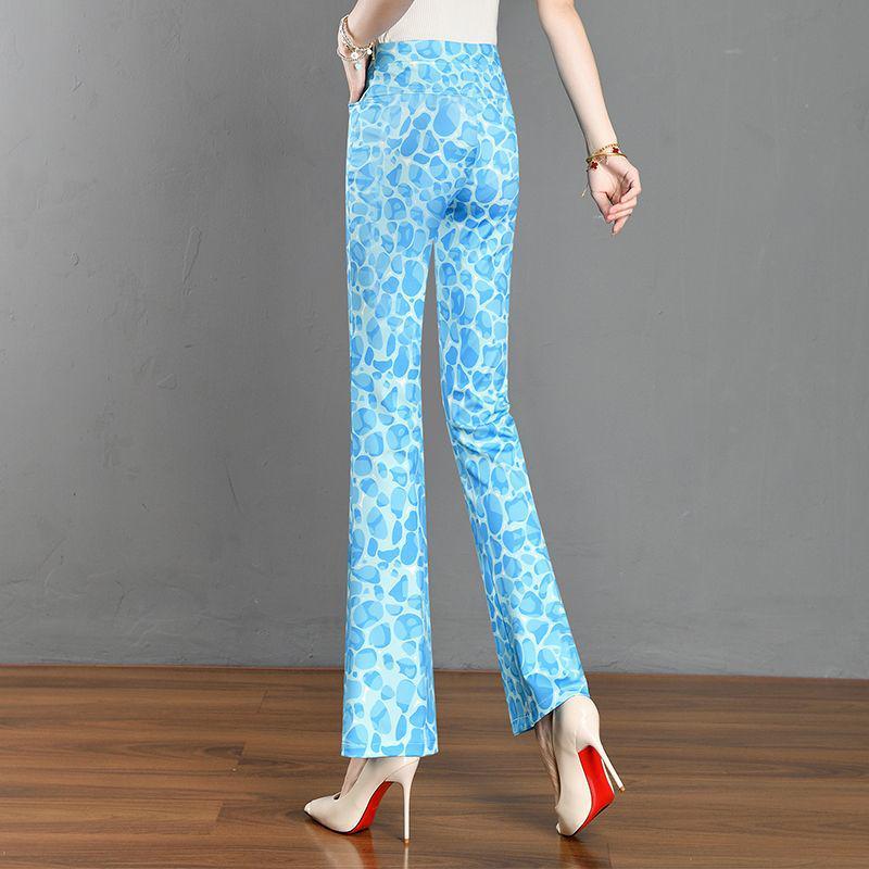 Elastic Waist Women's Plaid Micro Flare Pants - Summer Versatile 2025 Slimming Bodycon Stretchy Fashion.