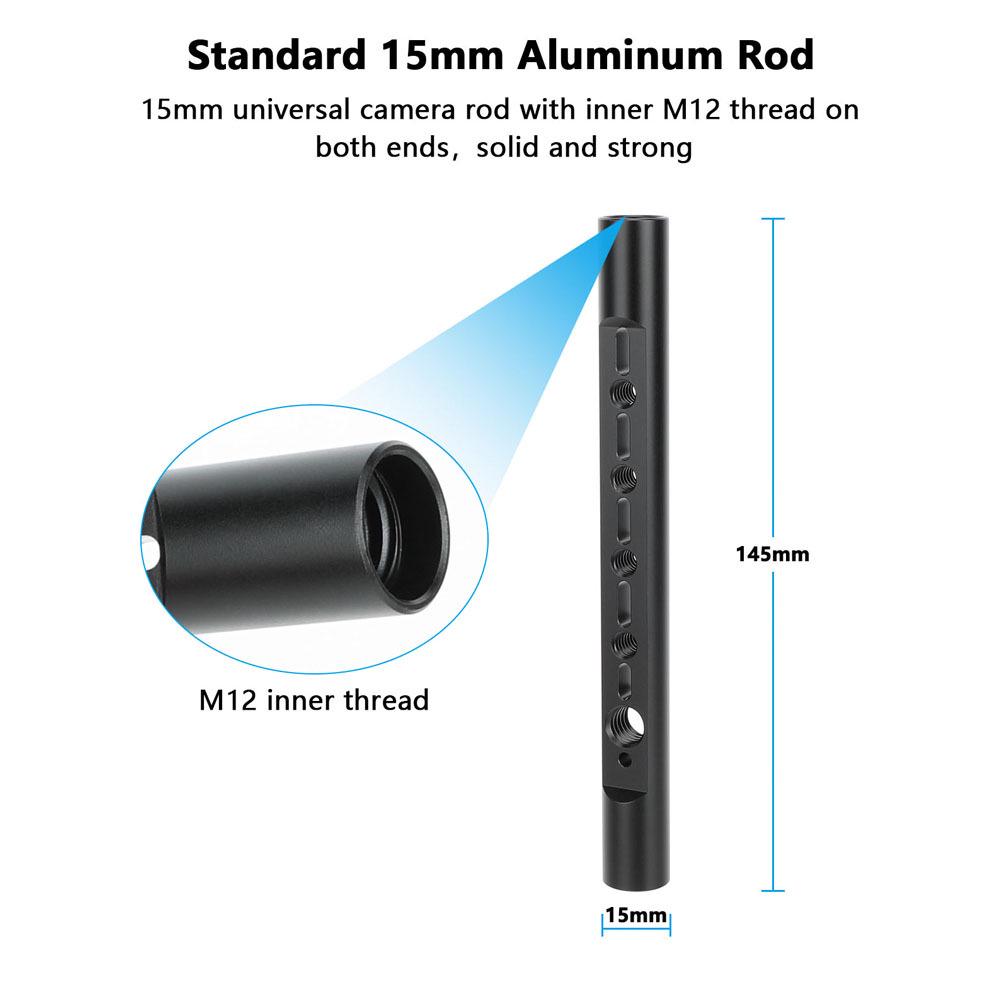 HDRIG 15mm Perforated Tube, 145mm Rod with 1/4 & 3/8 ARRI Locating Holes 3885