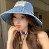 Big Brimmed Denim Bucket Hat Sunscreen Sunscreen Hat Fashion Jeans Fisherman Hat  Lady