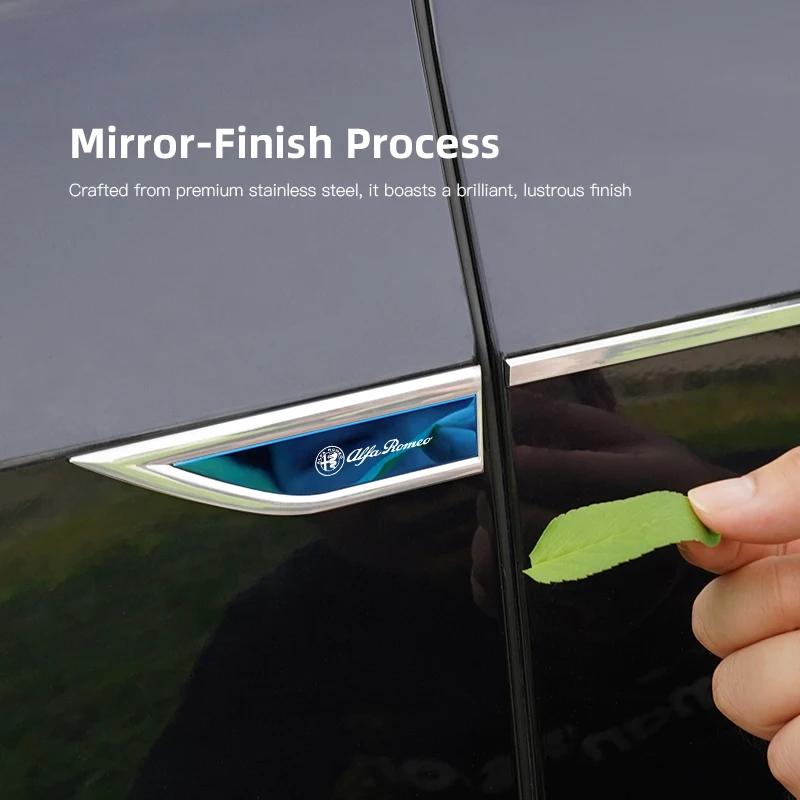  DCQFJ1 Car Stickers For Alfa Romeo 3D Metal Car Leaf Board Side Sticker Auto Door Label Body Decorative Blade Decals For Alfa Romeo 4C