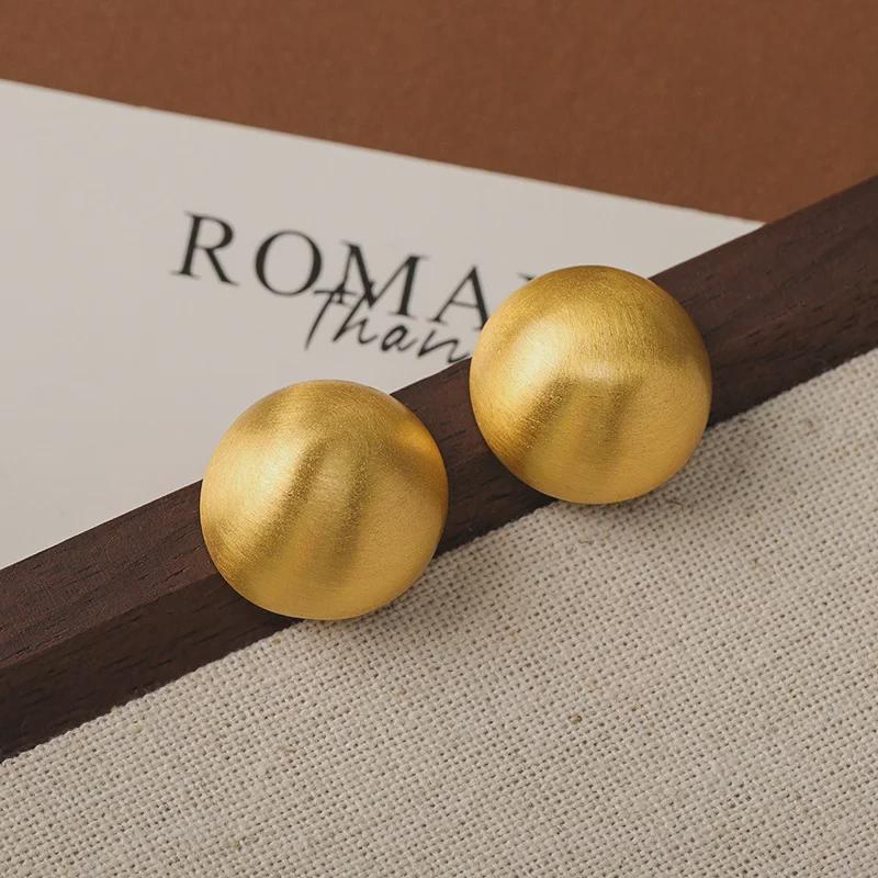 Elegant Frosted Gold & Silver Bean Earrings - Japanese & Korean Design, High-End Metal Style for Women