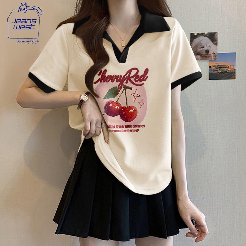 

Jeanswest Women s Cotton Polo Neck Short Sleeve T-Shirt 2XL