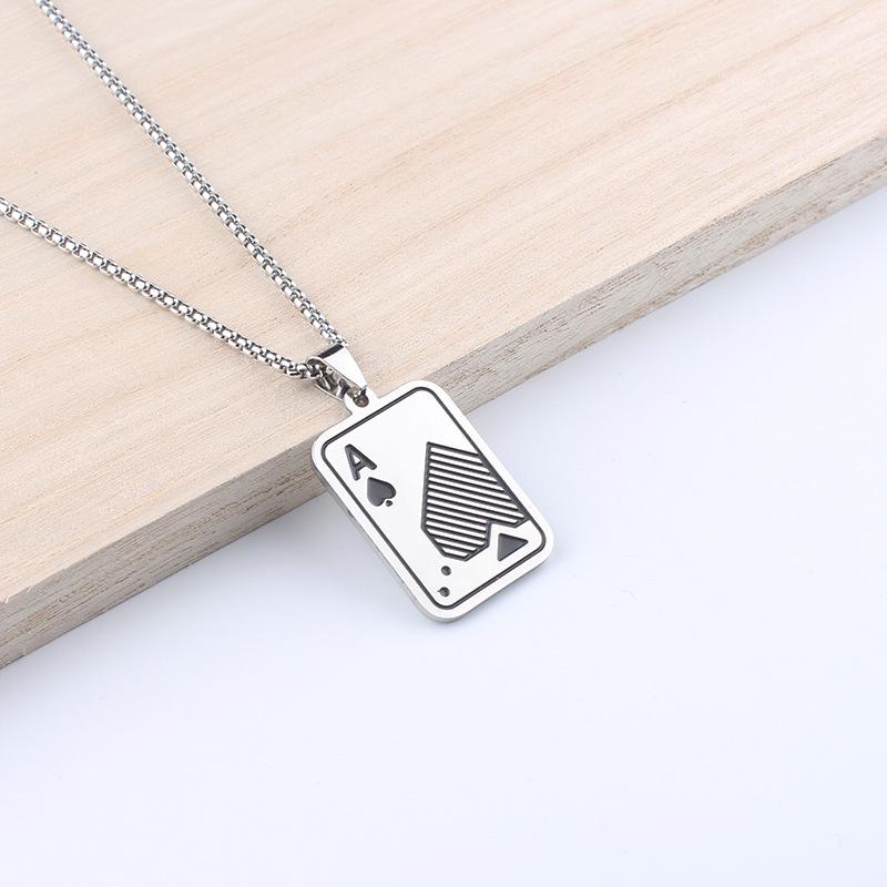 Men's Spade Pendant Necklace: Stainless Steel, Hip Hop Style, Hoodie Chain, Couple Accessories.