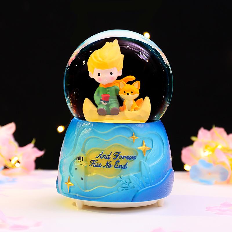 Iridescent Castle Snowfall Crystal Ball Music Box for Kids - Dreamy Fairy Tale Carriage.