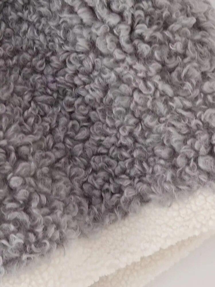 Kožešina Plyšová Cardigan Vesta Dámské Elegantní Výstřih do V Bez rukávů Jehněčí Obložené tlustá zateplená bunda Podzim Zima Všestranný dámský top