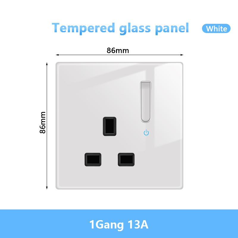 White LED Indicator Light Switch Panel Glass Piano Key Self-reset Wall Switch socket,UK FR EU Universal USB Electrical Outlet