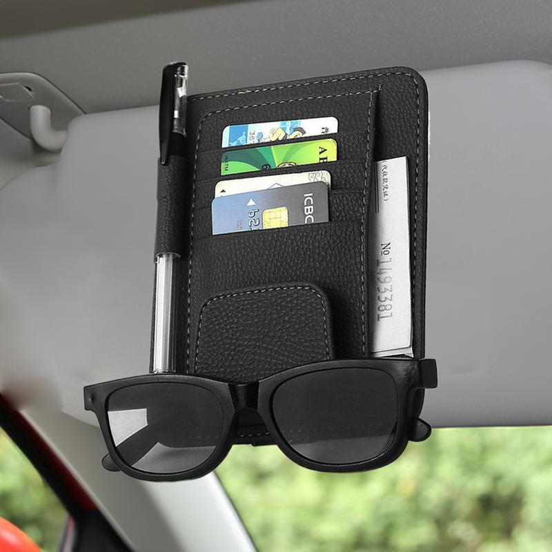 Car Visor Card Holder Registration And Insurance Card Holder Visor Document Organizer With Sunglasses Clip For Vehicle Truck