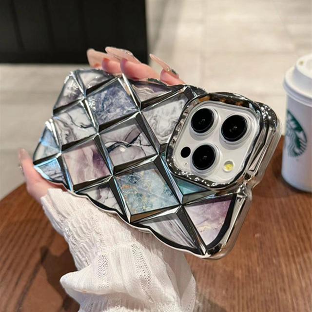 For iPhone 15 Pro Max Luxury Marble Plating Frame Marble Phone Case For iPhone 11 12 13 14 15 16 Plus Soft Protective Cover