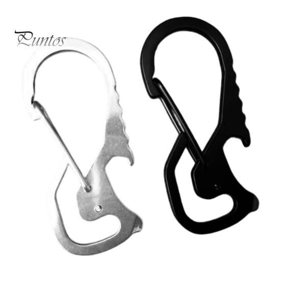Utility Hanging Clip 2Pcs Multi-Function Carabiner with Bottle Opener, Screwdriver, Heavy Duty Stainless Men Keychain Steel Carabiner, EDC Tool