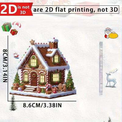 2D Gingerbread House Ornament for Backpacks, Cars, and Walls. Ideal for Christmas and Holiday Trees.