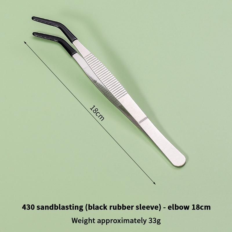 Pet Feeding Accessories: Straight and Curved Stainless Steel Tweezers with Rubber Tips for Aquarium Reptiles