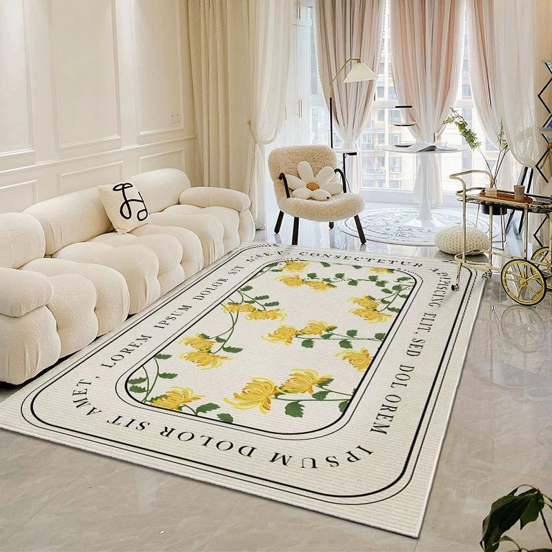 modern simple crystal velvet large carpet living room sofa coffee table Light luxury large area bedroom non-slip carpet