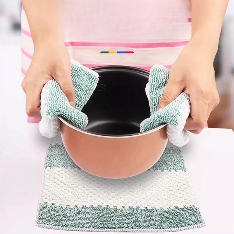 Coral Fleece Rags, Kitchen Dishcloths, Cleaning Towels, Square Towels, Water-absorbing and Non-shedding Hand Towels, Non-greasy Towels