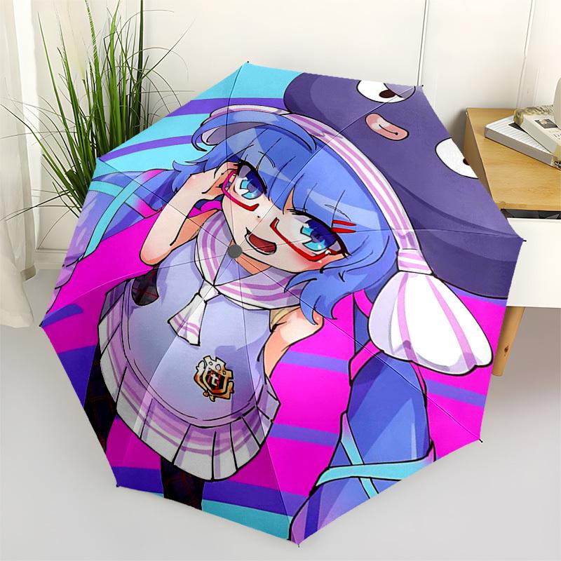

1pc Outdoor Umbrella with Cute Anime Character Design - Automatic Opening/Closing, Portable 3-Fold Design, 8-Bone Iron Frame - Perfect Gift for F