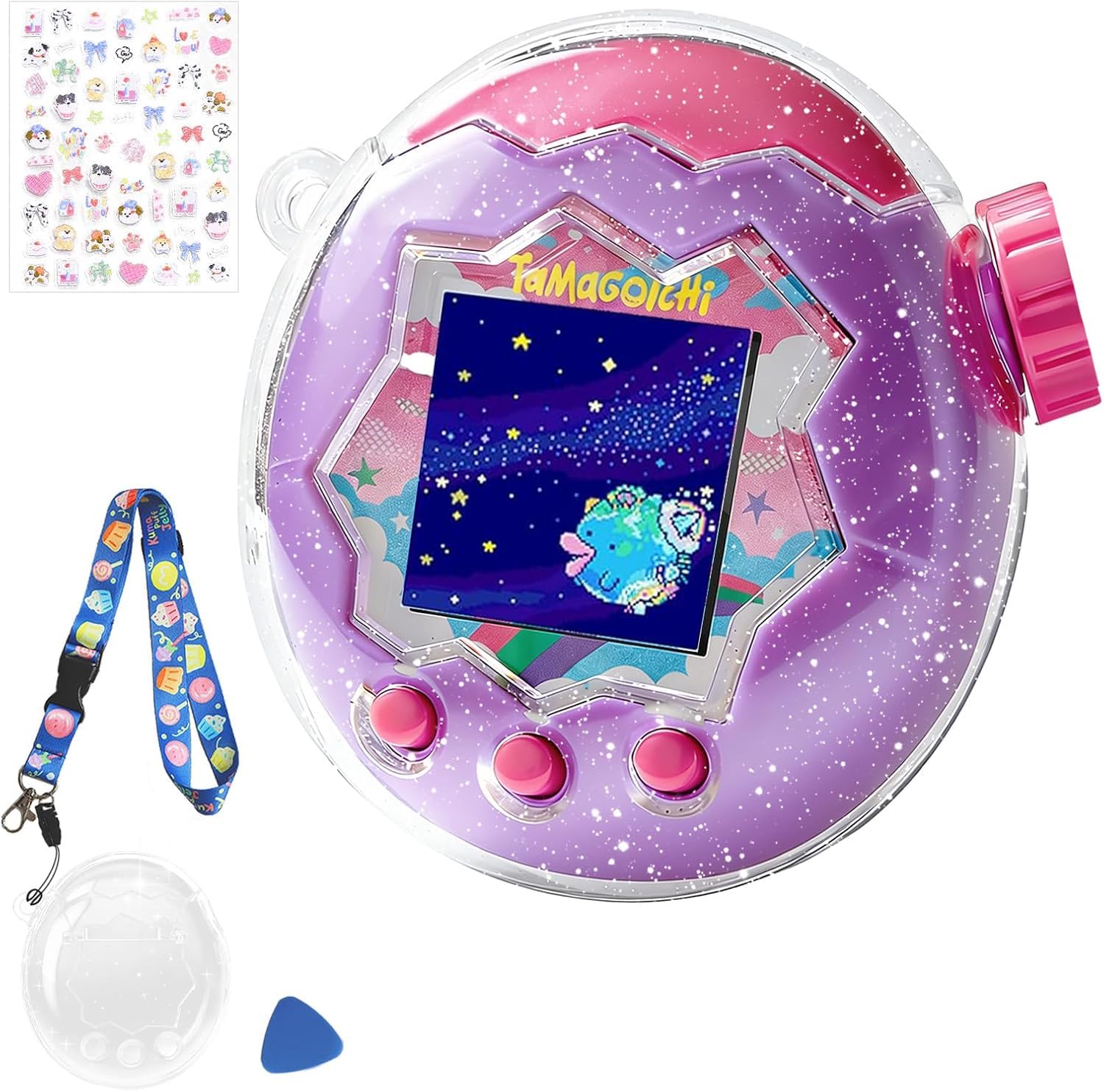 

Tourmono Tamagotchi Paradise Egg Catcher Transparent Protective Case PC Shockproof Drop Prevention Scratch Resistant Shock Absorption with Lanyard