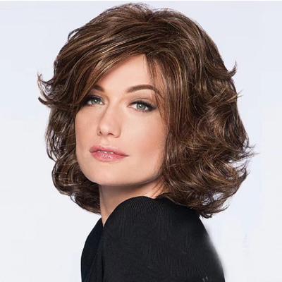 Fashion Wig for Women Synthetic Short Curly Nature Hair Brown High Temperature Daily Use Ladies Wigs