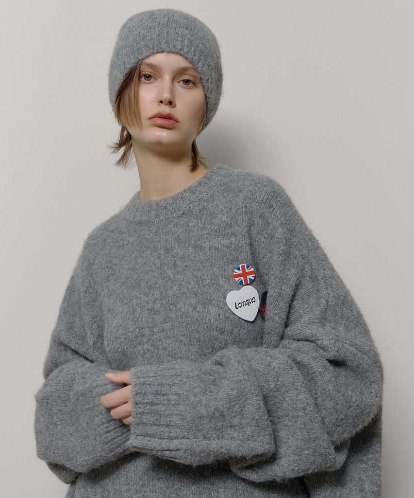 Lonkeu Beanie Set Oversized Knit (Grey)