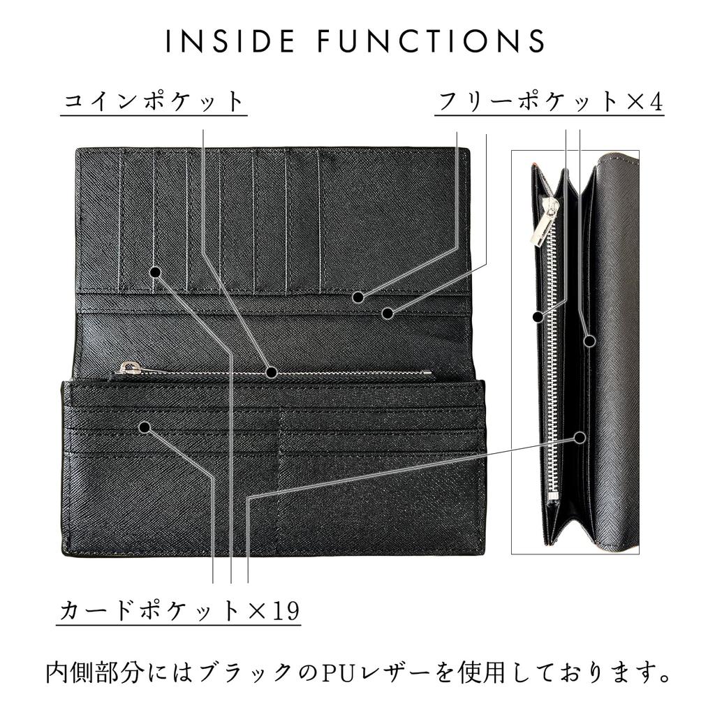 Trendy Yamagishi Leather Bifold Wallet, Genuine Leather, Long Wallet, Card Slots, Coin Purse, Billfold, WL-D2-02, Black, for Men and Women