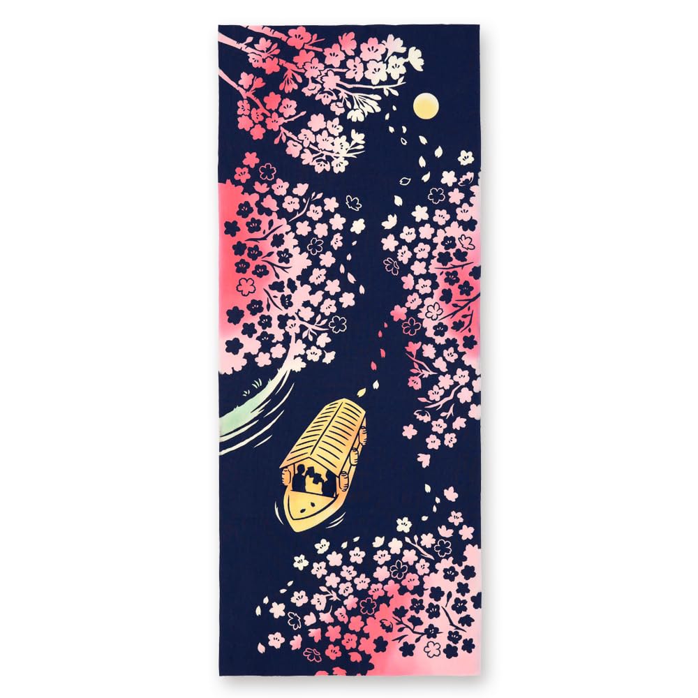 

Miyamoto Kenema Chusen Tenugui Hand Cherry Blossoms and Yatai Boat 35 x 90 cm Towel, Design, 50233, Approx.