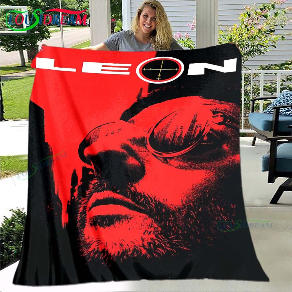 Hot Famous Movies Leon Jean Pattern Blanket Flannel Thin Blanket Portable Home Travel Office Lunch Break Blanket Birthday Gift