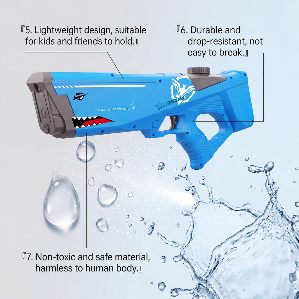 Electric Water Gun Automatic Rechargeable Water Blaster High Capacity Water Tank Strong Electric Pump Water Shooter Toy for Outdoor Play