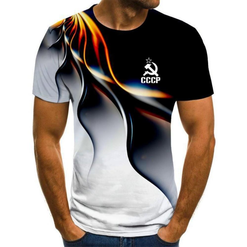 Stylish CCCP Print Polo Shirt, Unique Abstract Design, Casual Fashion Essential