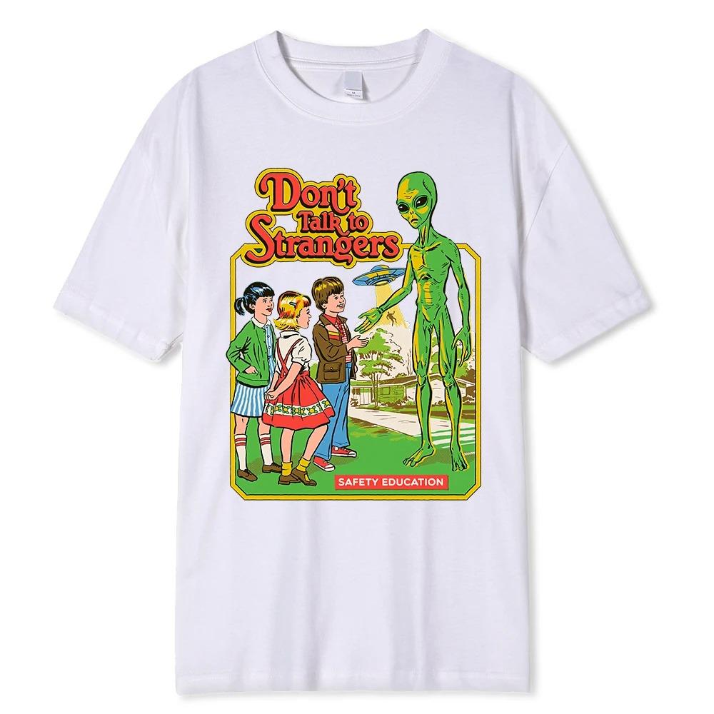 Horror Comic Series Don'T Talk To Strangers Safety Education Men T Shirts Fashion Cotton Shirt Loose T-Shirt