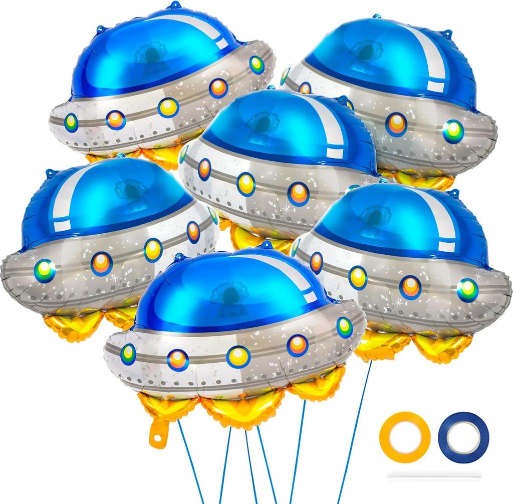 6pcs/set 26 Inch Alien Balloons UFO Spaceship Aluminum Foil Balloons Space Universe Theme Birthday Party Decoration Balloons
