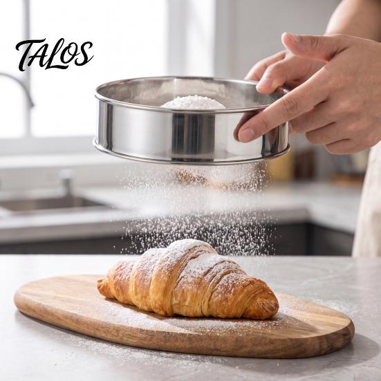 Kitchen Gadget for Pastry Stainless Steel Flour Sifter, Handheld Fine Mesh Strainer, Durable Corrosion Rust Resistant Sifter Round Sieve Cocoa