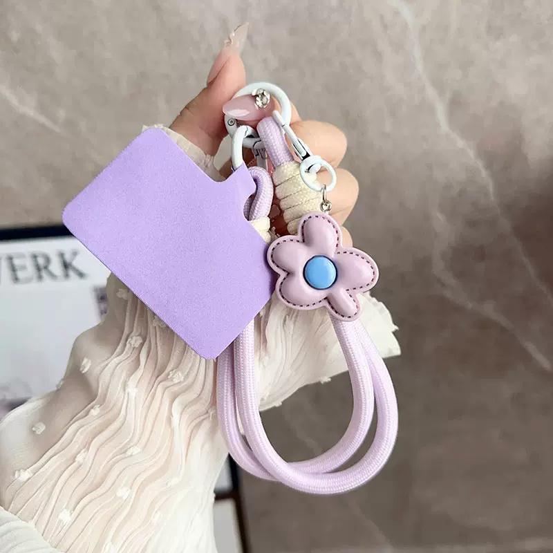 Korea Y2k Ctue Flower Candy Color Phone Lanyard Simplicity Short Phone Strap Pearl Style Phone Chain Bracelet Phone Accessories
