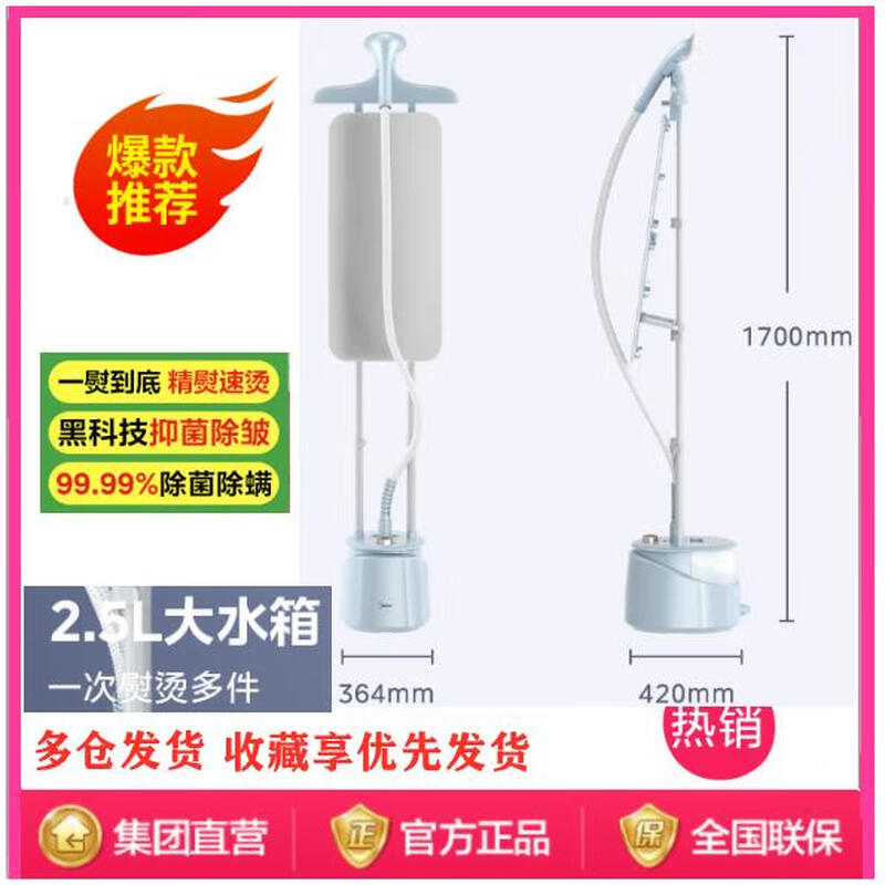 Midea Upgraded Large Panel Double Pole Garment Steamer CN plug (adapter included)