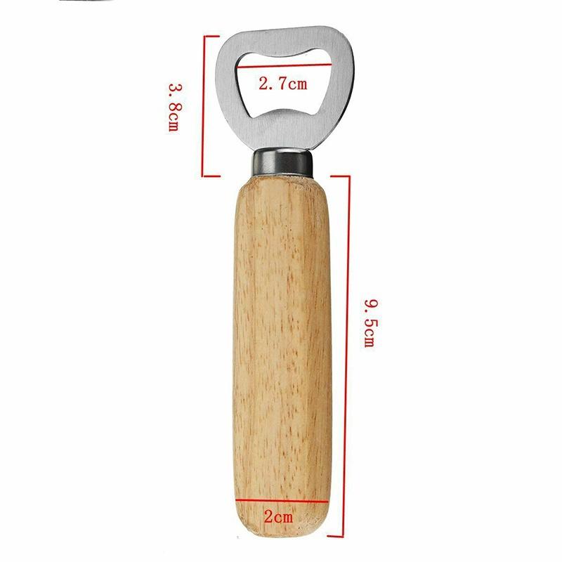 5pcs/1pcs Rubber Wood Handle Bottle Opener Beer Wine Soda Cap Opening Handheld Tool
